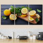 3pcs Lemon and Mint Leaves Black Rustic Table Metal Print Ready to Hang Art