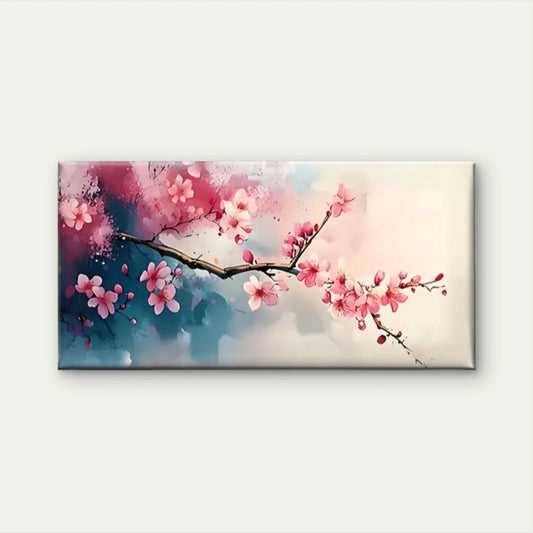 Cherry Trees Pink Flowers Wall Art Canvas Office Home Room Framed 80x45cm