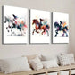3pcs Girl Knights on Horseback Wall Art Set Canvas Framed 40x60cm - High Quality Print 100% Australian Made Wall Canvas Ready to Hang