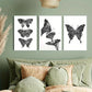 3pcs Black and White Butterfly & Floral Metal Print Ready to Hang Art