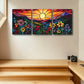 3pcs Vibrant Stained Glass Style Landscape Metal Print Ready to Hang Art