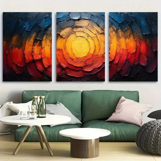 3pcs Tree Rings Gradient Vibrant Colors Metal Print Ready to Hang Art