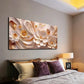 Elegant Beige and Golden Floral Wall Art Canvas Office Home Room Framed 120x60cm