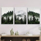 3pcs forests and mountains with rising mist, Metal Print Ready to Hang Art