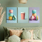 3pcs Stacked Macarons and Cappuccino Coffee Metal Print Ready to Hang Art