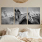 3pcs Horses Friendship Painting Metal Print Ready to Hang Art