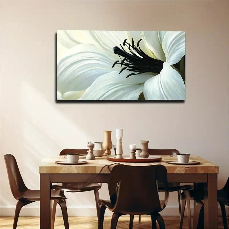 White Petals Of Lilies Have Wall Art Canvas Office Home Room Framed 120x60cm.