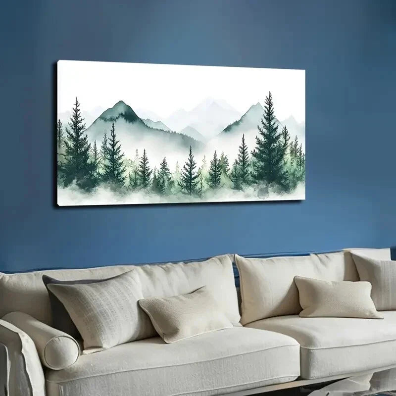 Watercolor Mountain Landscape Wall Art Canvas Office Home Room Framed 120x60cm