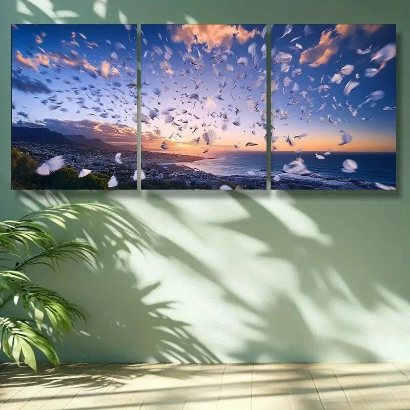 3pcs Sunset in Cape Town Metal Print Ready to Hang Art