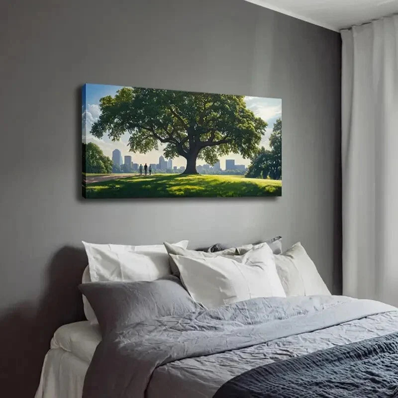 Serene Tree & Pathway Scene Wall Art Canvas Office Home Room Framed 120x60cm