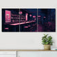 3pcs Colorful Bar Drink Dark Pink Night Perfect Wall Art Set Canvas Framed 40x60cm - High Quality Print 100% Australian Made Wall Canvas Ready to Hang