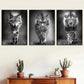 3pcs  Black & White Wildlife Wolf, Tiger, Lion  Wall Art Set Canvas Framed 40x60cm - High Quality Print 100% Australian Made Wall Canvas Ready to Hang