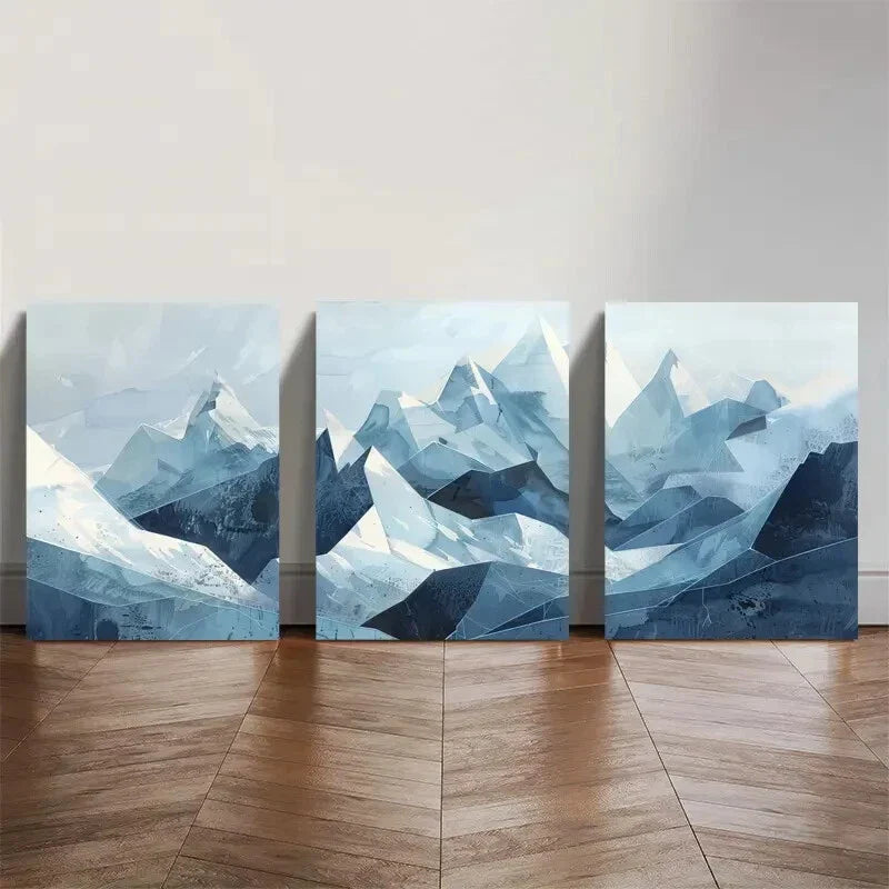3pcs Abstract Mountain Triptych  Wall Art Set Canvas Framed 40x60cm - High Quality Print 100% Australian Made Wall Canvas Ready to Hang