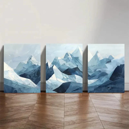 3pcs Abstract Mountain Triptych  Wall Art Set Canvas Framed 40x60cm - High Quality Print 100% Australian Made Wall Canvas Ready to Hang