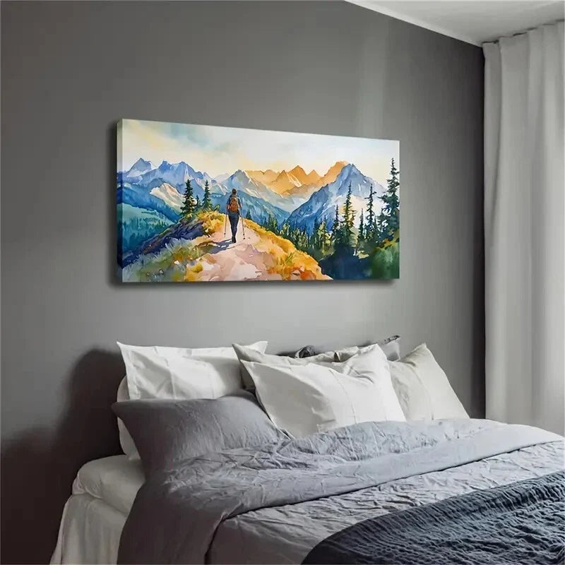 Realistic Mountain Peak Nature Wall Art Canvas Office Home Room Framed 120x60cm