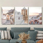 3pcs Santorini Beige Poster Architecture Metal Print Ready to Hang Art