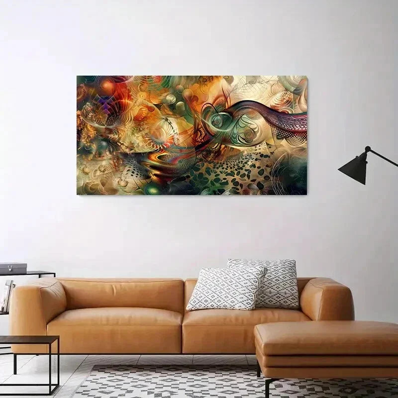 Vibrant Abstract Design wall canvas office home room framed 120x60cm