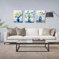 3pcs  White and Blue Daisy in Pretty Vase Picture   Metal Print Ready to Hang Art
