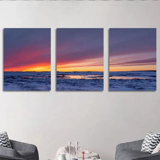 3pcs Painting of Sunset Clouds Natural Scenery Canvas Framed 40x60cm - High Quality Print 100% Australian Made Wall Canvas Ready to Hang