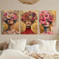 3pcs Elegant Abstract Floral Portraits Metal Print Ready to Hang Art