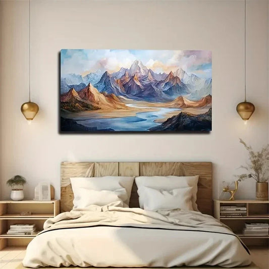Mountain Landscape Modern Wall Art Canvas Office Home Room Framed 120x60cm