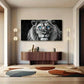 Black Lion with Blue Eyes wall canvas office home room framed 120x60cm
