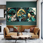 3pcs  green and Golden landscape oil paintings Metal Print Ready to Hang Art