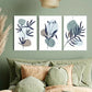 3pcs Modern Abstract Blue Leaf Design Metal Print Ready to Hang Art