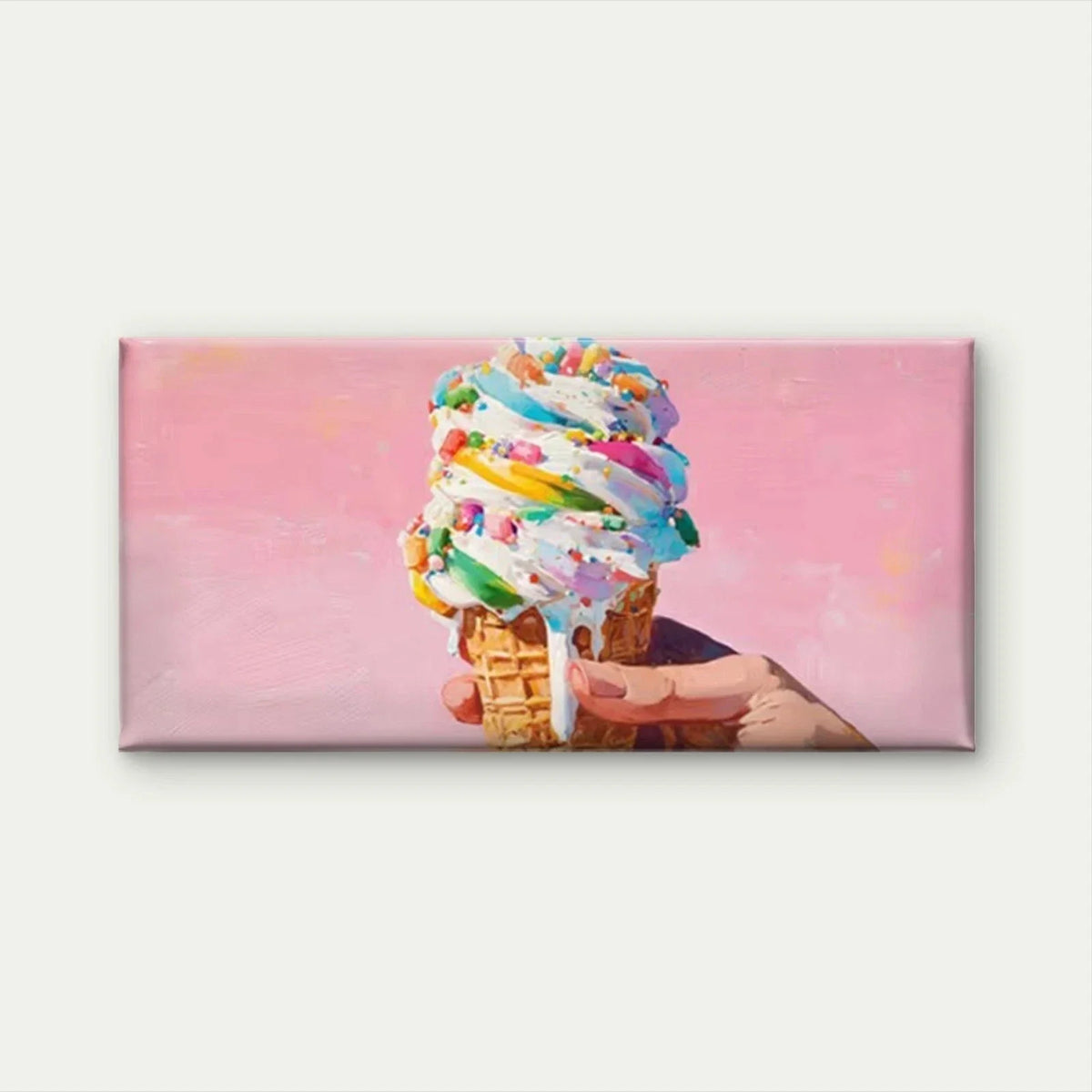 Ice Cream with Colorful SprinkleWall Art Canvas Office Home Room Framed 80x45cm
