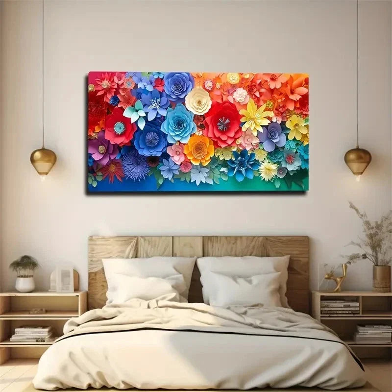 Flowers Of Various Shapes Wall Art Canvas Office Home Room Framed 120x60cm