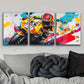3pcs Orange & Yellow Motorcycle Rider Perfect Wall Art Set Canvas Framed 40x60cm - High Quality Print 100% Australian Made Wall Canvas Ready to Hang