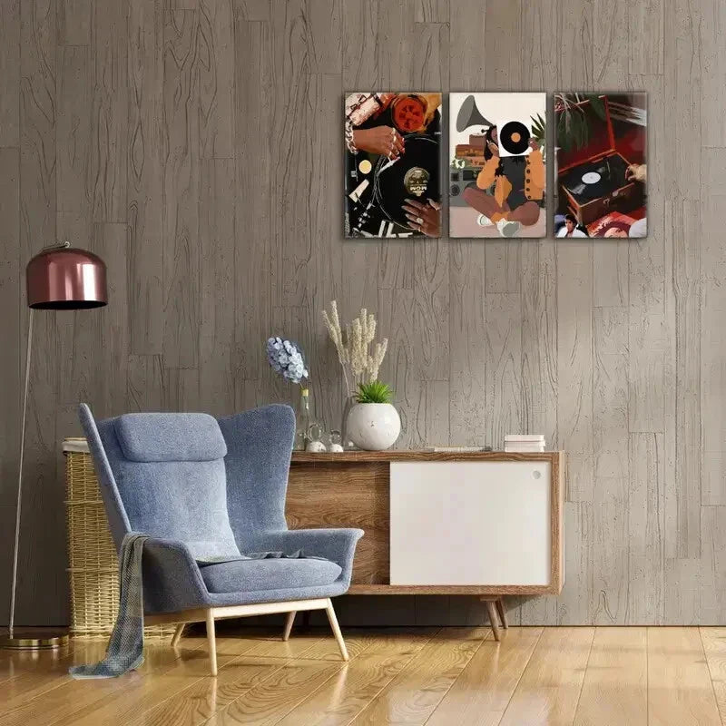 3pcs Interpretation Vinyl Record Art Posters Metal Print Ready to Hang Art