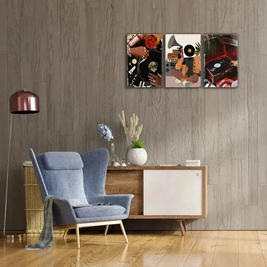 3pcs Interpretation Vinyl Record Art Posters Metal Print Ready to Hang Art