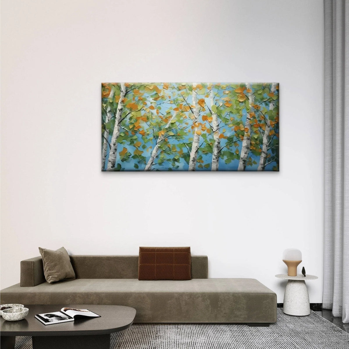 Abstract Tree Leave Birch Wall Art Canvas Office Home Room Framed 120x60cm