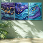 3pcs  Purple, note Art Painting Metal Print Ready to Hang Art