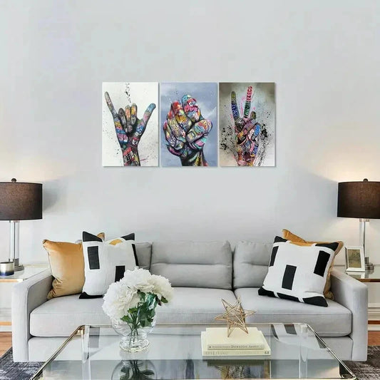3pcs Colorful Graffiti Style Metal Print Ready to Hang Art