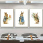 3pcs Adorable Bunny And Floral Artwork Metal Print Ready to Hang Art