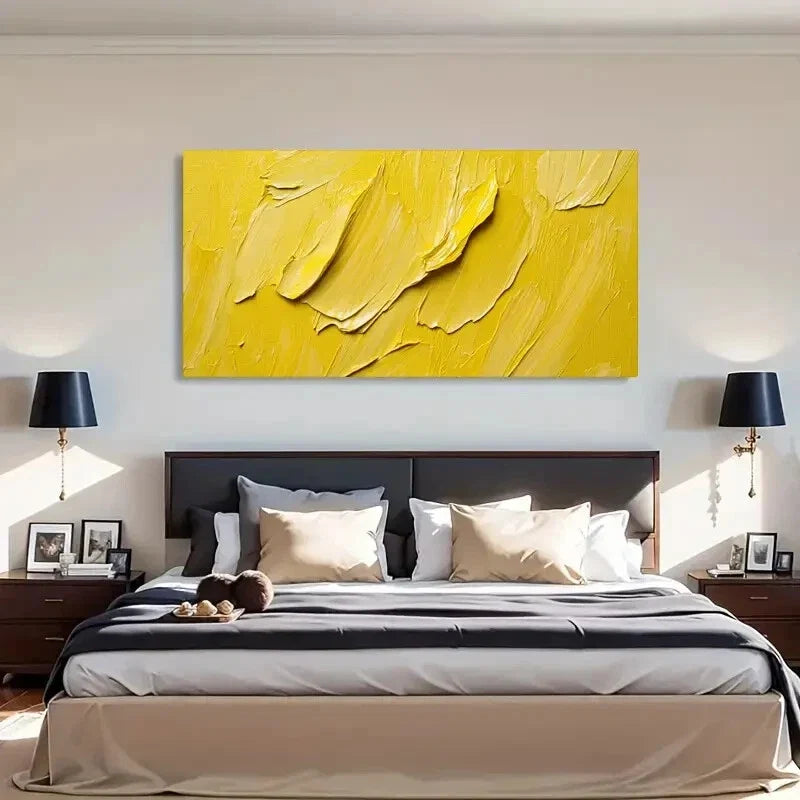 Bright Yellow Design Abstract Wall Art Canvas Office Home Room Framed 120x60cm
