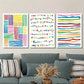 3pcs abstract color line drawing, dotted line ,Metal Print Ready to Hang Art