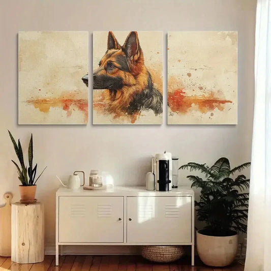 3pcs German Shepherd Watercolor Metal Print Ready to Hang Art