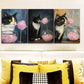 3pcs  Kitty Eating Marshmallows Metal Print Ready to Hang Art