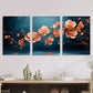 3pcs Flower Oil painting Abstract Metal Print Ready to Hang Art