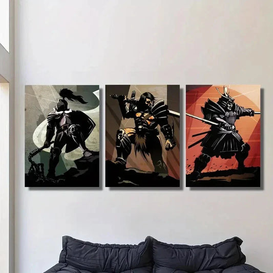 3pcs Samurai & Knight Barbarossa,  Metal Print Ready to Hang Art