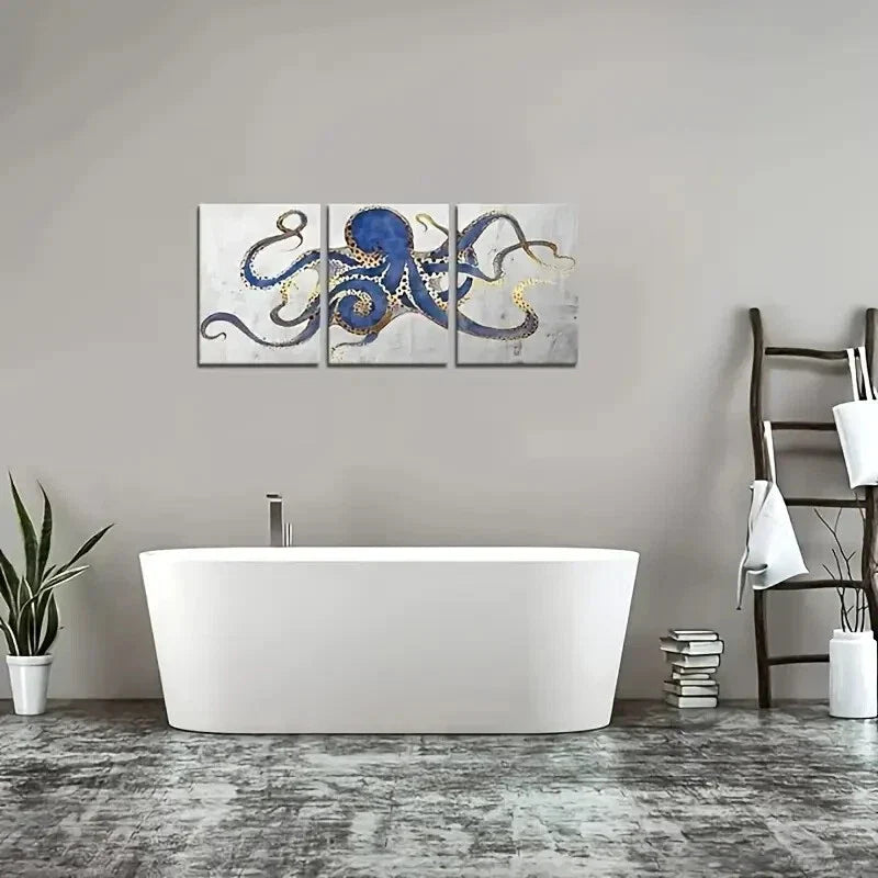 3pcs  Featuring Marine Animal Prints Metal Print Ready to Hang Art