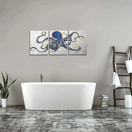 3pcs  Featuring Marine Animal Prints Metal Print Ready to Hang Art