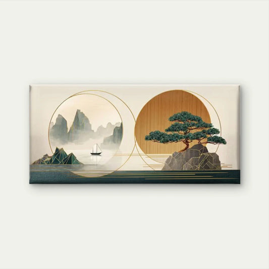 Oriental & Natural Landscape Wall Art Canvas Office Home Room Framed 80x45cm