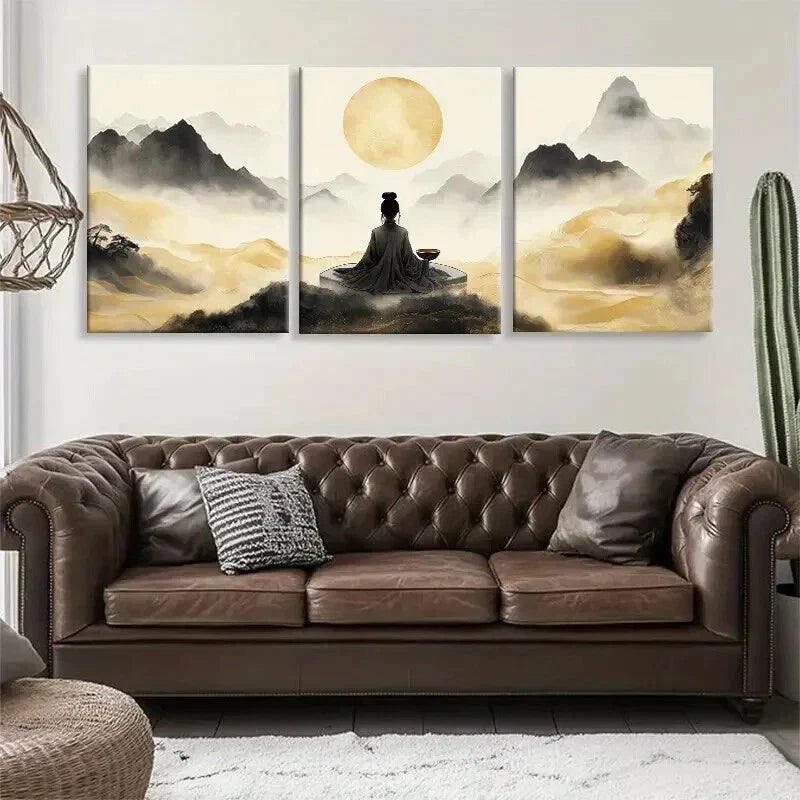3pcs Tranquil Zen Mountain Landscape Prefect Wall Art Set Canvas Framed 40x60cm - High Quality Print 100% Australian Made Wall Canvas Ready to Hang