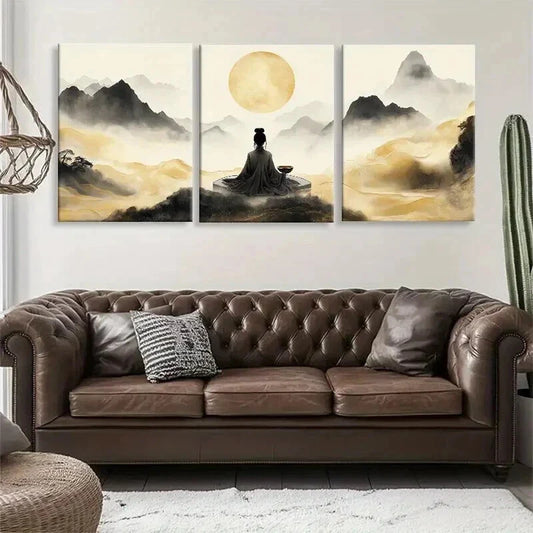 3pcs Tranquil Zen Mountain Landscape Prefect Wall Art Set Canvas Framed 40x60cm - High Quality Print 100% Australian Made Wall Canvas Ready to Hang