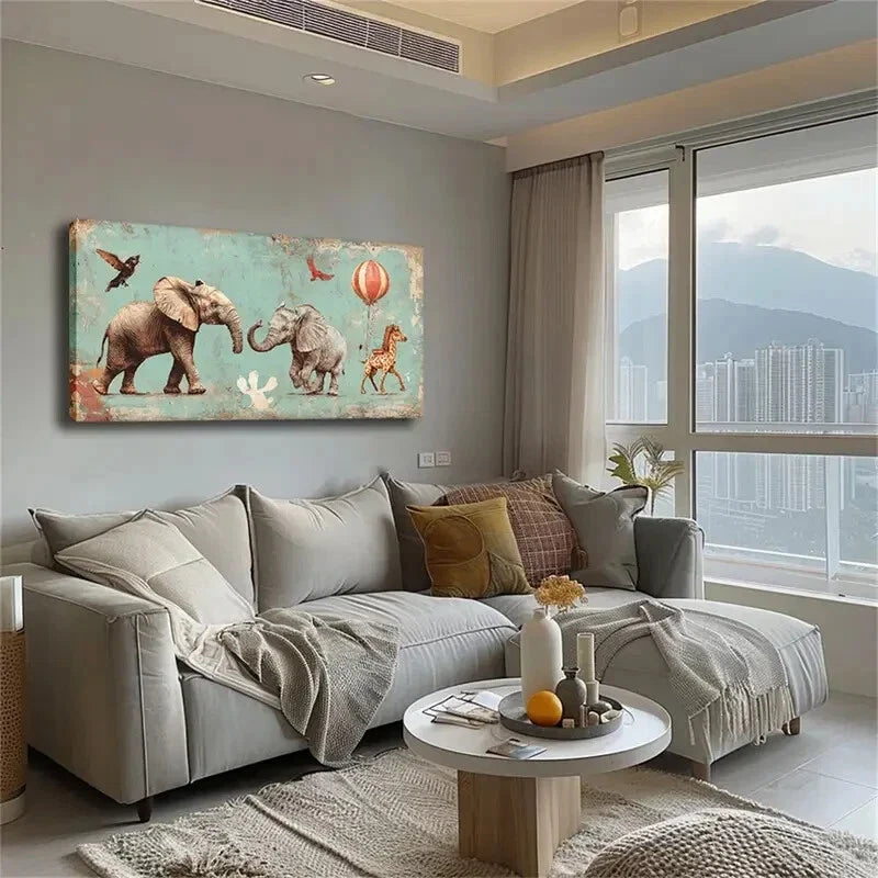 The Picture Presents Fun Animal Wall Art Canvas Office Home Room Framed 120x60cm