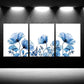 3pcs Blue Floral Painting Metal Print Ready to Hang Art